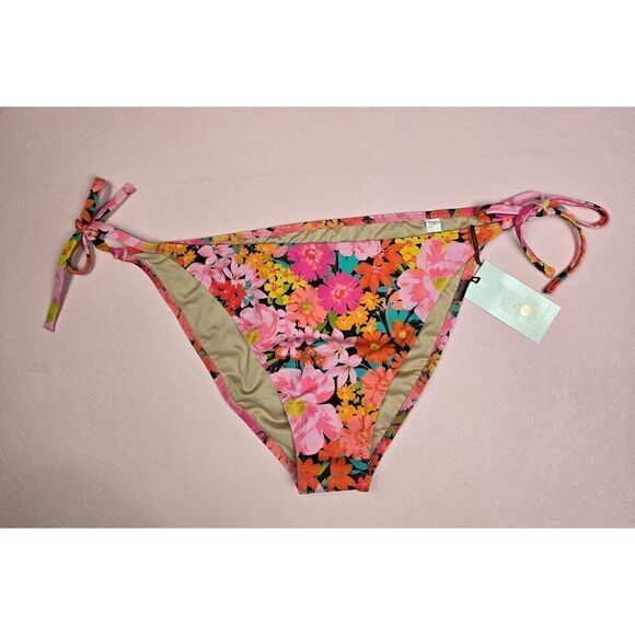 Shade & Shore Floral Print Side Tie Bikini Bottom Large - Picture 1 of 3